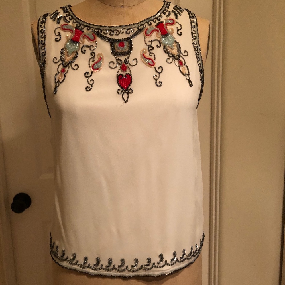 Alice and Olivia Chiffon Beaded Blouse